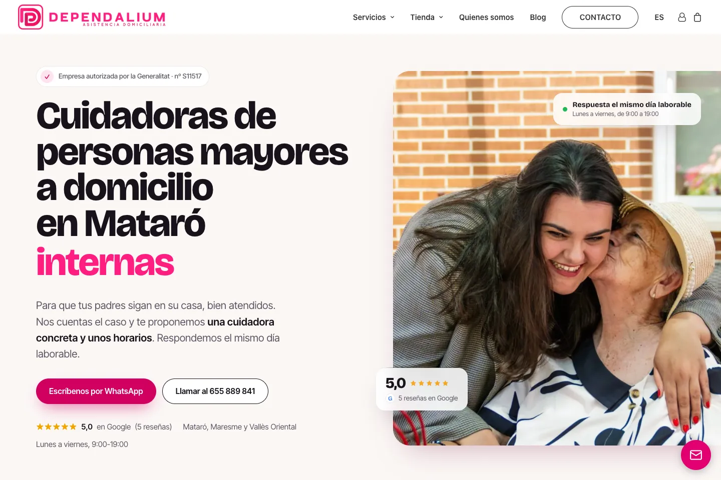 Portada de la web de Dependalium (dependalium.com)